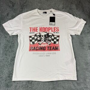 The Kooples White‎ Fast Racing Team Skull Biker T Shirt Mens Size Medium NEW